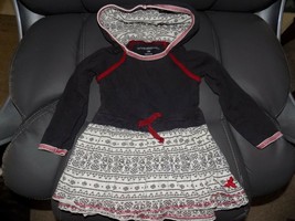 Burt’s Bees Baby GRAY/MAROON/WHITE Hooded Ls Dress Size 12 Months Girl&#39;s Euc - £15.50 GBP