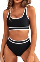 Women&#39;s Bikini Sets Two Piece Swimsuits Color Block Cheeky High Cut Bath... - £18.46 GBP