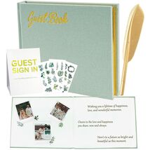 4 in 1 Wedding Guest Book Linen Cover with Pen, Sign Card & Stickers White - $265.77 MXN 4 in 1 Wedding Guest Book Linen Cover with Pen, Sign Card & Stickers White - $265.77 MXN