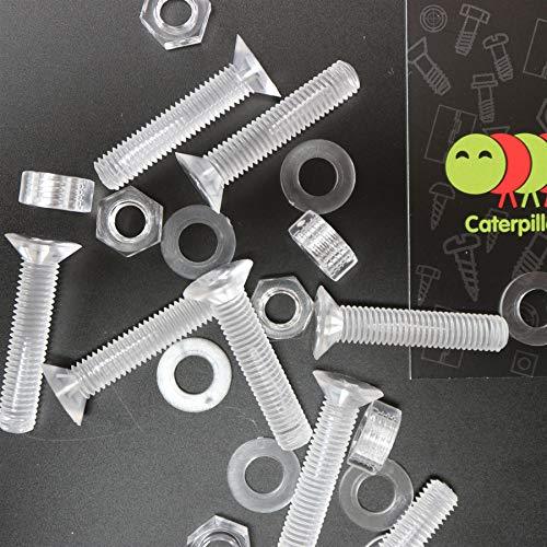 20 x Crosshead Countersunk Screw Nuts and Bolts, Transparent Clear Plast... - $21.71