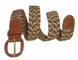 400 - New TAN/BEIGE Nylon Braided Stretch Belt 1.25&quot; Wide &amp; Sizes To Fit Most - £7.99 GBP+