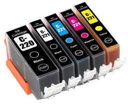 5Pk Printer Ink Combo For Canon Pgi-220 Cli-221 Mp620 Mp640 Mx860 Mx870 Mp560 - £15.70 GBP