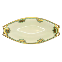 Hutschenreuther Selb Celery Dish Bowl Art Deco Nouveau Green Gold Bavaria 1920s - £27.20 GBP