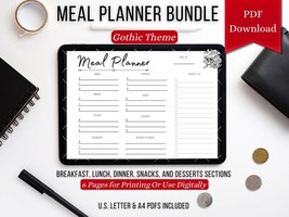 Printable Meal Planner, Weekly Menu Planner with Grocery List &amp; Notes - £6.28 GBP