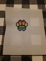 Completed Pet Paw Print Rainbow Finished Cross Stitch - $3.99