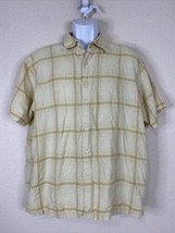 Van Heusen Studio Shirt Men Size XL Cream Check Button Up  Short Sleeve - £5.75 GBP