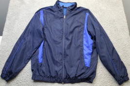 Starter Windbreaker Jacket Mens Medium Navy Polyester Lined Pockets Full Zipper - £13.81 GBP