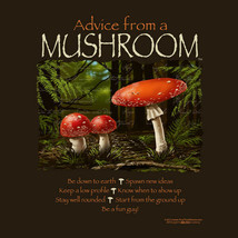 Mushroom T-shirt M 2XL Advice Unisex NWT Short Sleeve Cotton Brown - £15.81 GBP