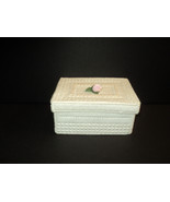 Handmade Trinket Box Needlepoint White Pink Rose w/ Dividers 6 1/4&quot; x 4 ... - £23.17 GBP