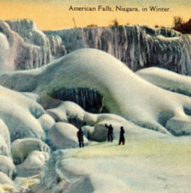 Frozen Niagara Falls Postcard Vintage Antique American Side Winter - £7.34 GBP