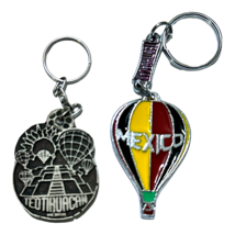 2 Teotihuacan Mexico Hot Air Balloon Keychain Key Ring Souvenir - £7.62 GBP