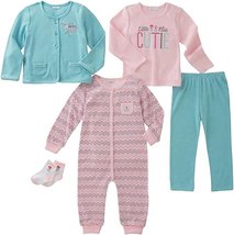NEW Baby Girl Little Miss Cutie Outfit 5 Pc Set sz 6 months pink bodysui... - £7.78 GBP