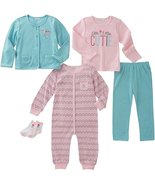 NEW Baby Girl Little Miss Cutie Outfit 5 Pc Set sz 6 months pink bodysui... - £7.82 GBP
