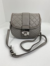 Michael Kors Crossbody Bag Elisa Quilted Gray Leather Flap  B5 - £23.48 GBP
