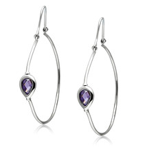 3W099 - Rhodium Brass Earrings with AAA Grade CZ  in Amethyst - $402.60 MXN