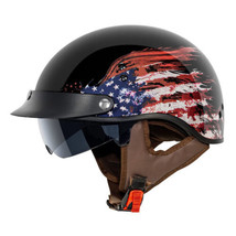 VCAN Cruiser Half Face Motorcycle Helmet with Drop-Down Sun Visor, Remov... - £198.48 GBP