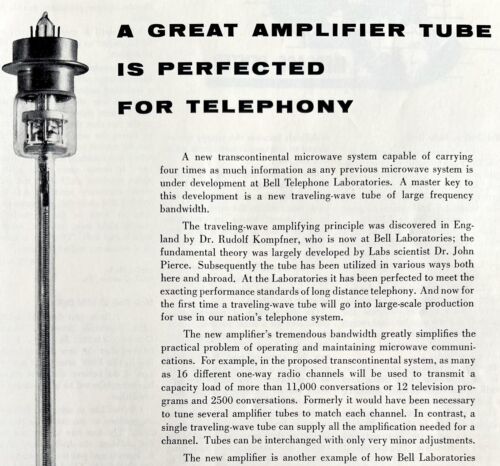 Primary image for Bell Telephone System AT&T 1958 Advertisement Amplifier Tube Utility DWEE11