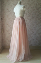 Blush Pink Full Long Tulle Skirt Bridesmaid Custom Plus Size Tulle Maxi Skirt image 7