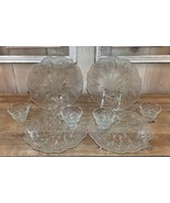 Set of 4 Indiana Glass Pebble Cabbage Leaf Clear Glass Snack Sets~Plates... - £18.24 GBP
