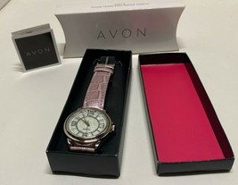 Avon Quartz Watch Classic Round MOP Look Face Second Hand Pastel Purple Band NIB - £15.38 GBP