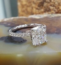 Classic 2.60Ct Cushion Cut Diamond Engagement Ring Solid 14k White Gold Size 6 - £198.52 GBP