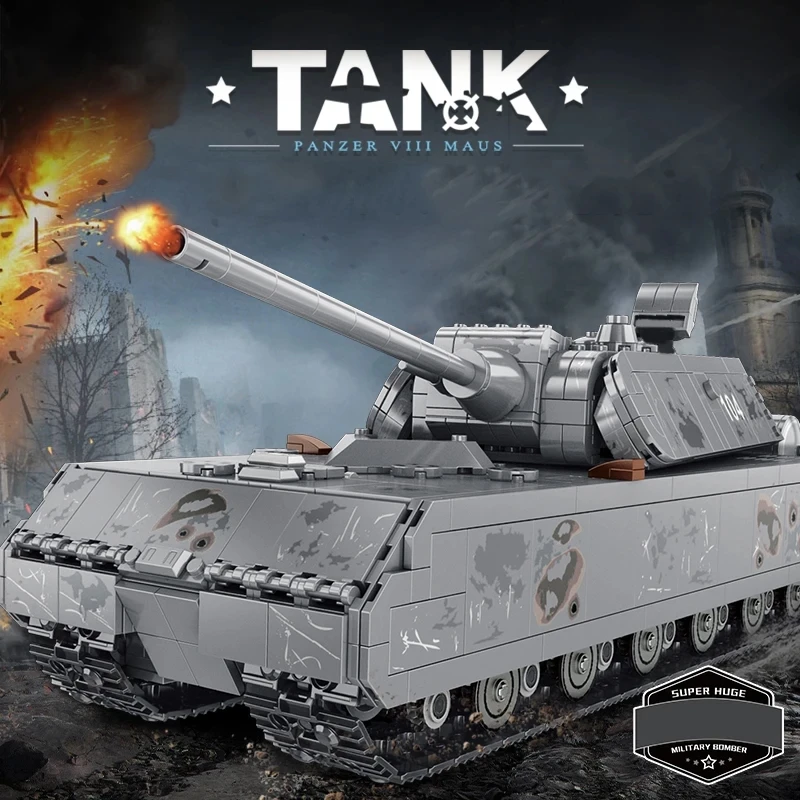 Military Heavy Tank Panzer VIII Mouse Leopard 2 German Heavy Tank Building - £48.47 GBP+