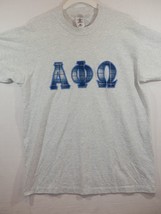 Vtg Alpha Phi Omega Shirt Large Gray College Fraternity Single Stitch Patches - £32.47 GBP