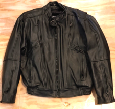 Mustang Men Leather Biker Jacket Black XL Thinsulate Thermal Insulation Zipper - £149.26 GBP