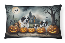 Saint Bernard Spooky Halloween Throw Pillow - £25.16 GBP