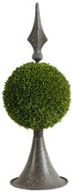 17&quot; Green Grass Ball Topiary With Metal Finial On Stand - £40.35 GBP