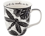 16 Oz Black and White Boho Mug Dragonfly - Cute Coffee and Tea Mug - Cer... - £24.36 GBP