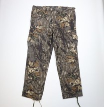 Vintage 90s Mossy Oak Camouflage Mens 2XL Distressed Wide Leg Cargo Pant... - £94.18 GBP