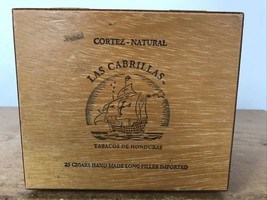 Vintage Las Cabrillas Cortez Natural Empty Wooden 25 Cigar Trinket Jewel... - $39.99