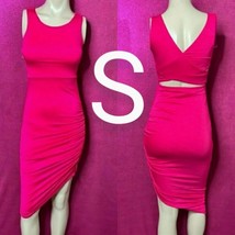 Hot Pink Classy Night Out Side Ruched Midi Dress   Size S - £21.28 GBP