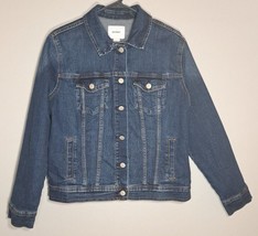 Old Navy Jean Jacket Trucker Denim Retro Stretch Flap Pockets Women&#39;s Large - £20.16 GBP