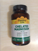 Country Life Chelated Magnesium - 180 Tablets - 250 Mg - Relaxes Muscles - £12.97 GBP