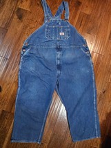 Vtg Round House 56x30 inseam 23 Carpenter Bib Overalls Jeans Made in USA... - $29.69