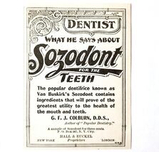 Sozodont Toothpaste Dentrifice 1897 Advertisement Victorian Dental ADBN1A8 - €17,28 EUR