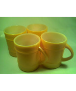 [Q18] FIRE KING (lot of 4) Anchor Hocking Coffee Cups, Mugs YELLOW RIBBED - £40.61 GBP