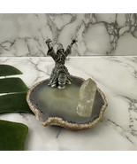 Wizard Geode Paperweight Decor Ring Stand Pewter Metal Magical Crystal Gem - €22,08 EUR