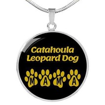 Catahoula Leopard Dog Mama Circle Necklace Stainless Steel or 18k Gold 18-22&quot; D - £34.21 GBP+