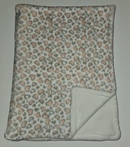 Rachel Zoe Baby Blanket White Pink Gray Animal Leopard Print Fleece Lovey SOFT - £38.89 GBP
