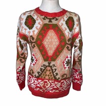 French Navy Vintage Grandpa Sweater Knit Fair Isle Pullover Crewneck siz... - $32.41