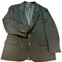 Camel Hair Blazer Hunt Valley Men&#39;s 46R 2 Button Black Suit/Sport Jacket USA - £26.92 GBP