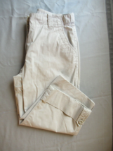 Talbots pants cropped Capri Size 6 light beige cuffs  flat front inseam 17&quot; - $17.59
