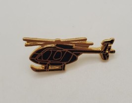 Black &amp; Goldtone HELICOPTER Lapel Hat Pilot Pin Collectible Aviation Tie... - £13.15 GBP