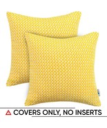 PAULEON Throw Pillow Covers 18&quot; x18&quot; Yellow &amp; White Set of 2 Chevron Pat... - $13.98