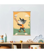 Wyatt the Wild Pitch Wolf Wood Frame Hanger by Dancing Littles Jungle - $39.99
