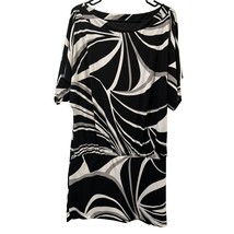 White House Black Market Dress Medium WHBM Black White Gray Dolman Drop Waist - £17.21 GBP