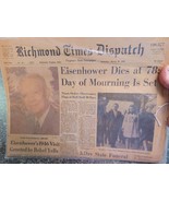 March 29 1969 Richmond Times Dispatch Eisenhower Dies - $27.05 CAD